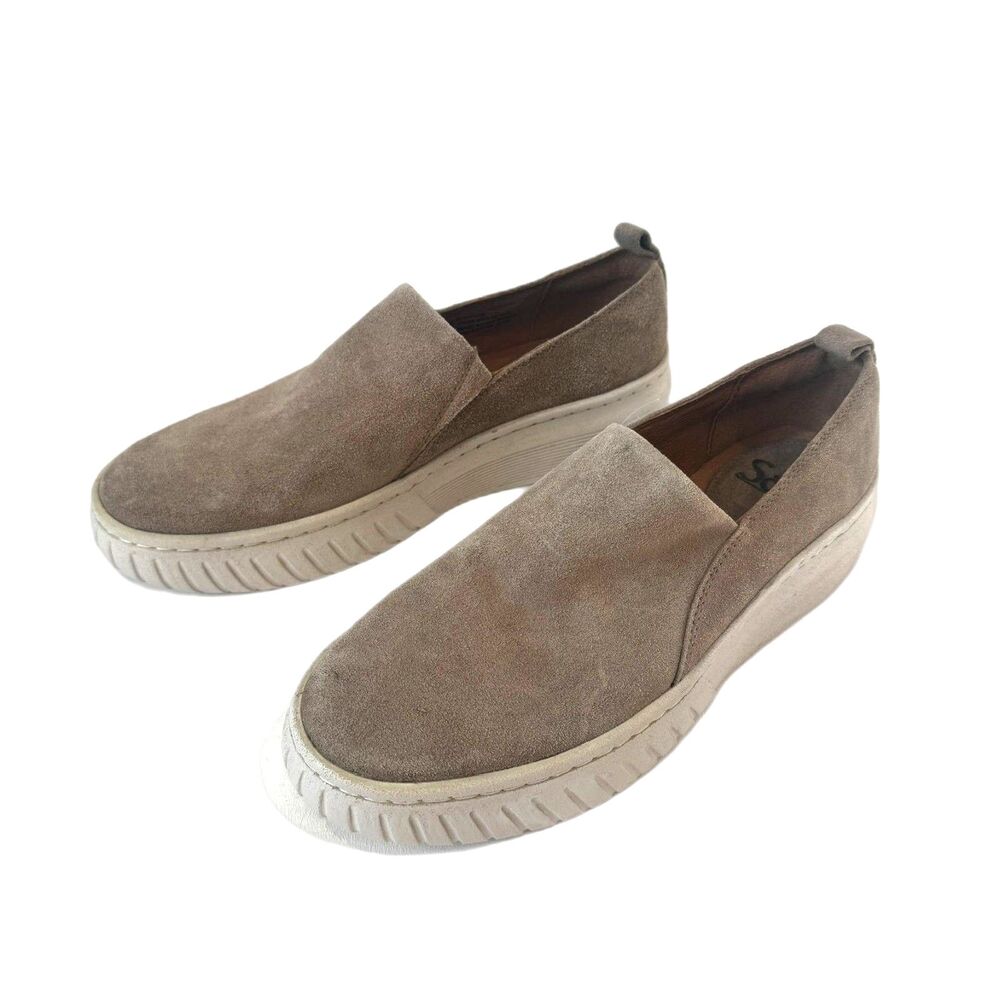 Sofft Potina Taupe Suede Leather Slip On Platform Sneakers Women’s 8.5 M